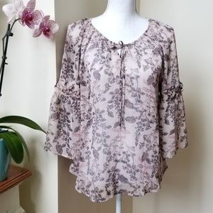 Style & Co. Bell Sleeve Chiffon Peasant Blouse Top *NWOT